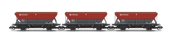 Hornby TT6076 - TT - 3-tlg. Set Selbstentladewagen Railfreight, Ep. V